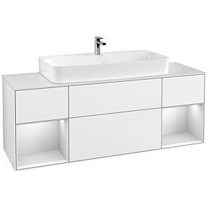 Villeroy et Boch Finion Villeroy et Boch G211MTGF 160cm, plaque de finition blanc mat, Emotion, étagères laqué blanc mat, laqué blanc brillant