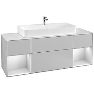 Villeroy und Boch Finion Waschtischunterschrank G211MTGJ 160cm, Abdeckplatte white matt, Emotion, Regale White matt lacquer, Light grey matt