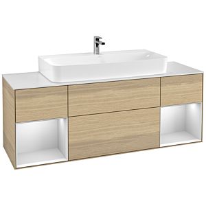 Villeroy et Boch Finion Villeroy et Boch G211MTPC 160cm, plaque de finition blanc mat, Emotion, étagères laqué blanc mat, Oak Veneer