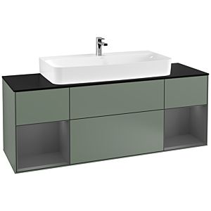 Villeroy and Boch Finion Villeroy and Boch Finion G212GKGM 160cm, cover plate black matt, Emotion, shelves Anthracite matt lacquer, Olive Matt Lacquer
