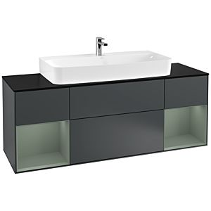 Villeroy et Boch Finion Villeroy et Boch G212GMHG 160cm, plaque de finition noir mat, Emotion, étagères olive laqué mat, Midnight Blue Matt Lacquer