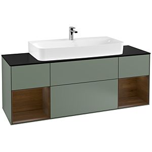 Villeroy et Boch Finion Villeroy et Boch G212GNGM 160cm, plaque de finition noir mat, Emotion, étagères placage noyer, Olive Matt Lacquer
