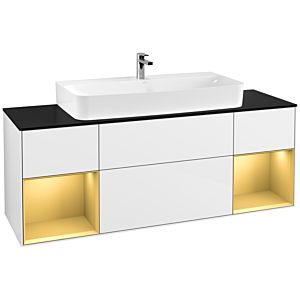 Villeroy and Boch Finion Villeroy and Boch Finion G212HFGF 160cm, cover plate black matt, Emotion, shelves gold matt lacquer, glossy white lacquer