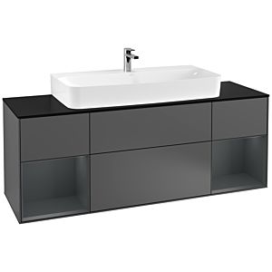 Villeroy and Boch Finion Villeroy and Boch Finion G212HGGK 160cm, cover plate black matt, Emotion, shelves Midnight matt lacquer, Anthracite matt