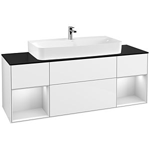Villeroy and Boch Finion Villeroy and Boch Finion G212MTGF 160cm, black matt cover plate, Emotion, white matt lacquer shelves, glossy white lacquer