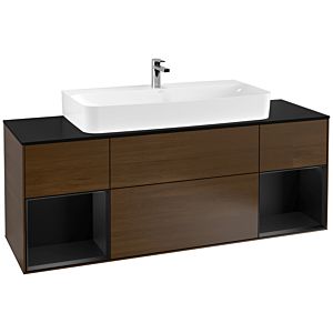 Villeroy and Boch Finion Villeroy and Boch Finion G212PDGN 160cm, black matt cover plate, Emotion, black matt lacquer shelves, walnut veneer