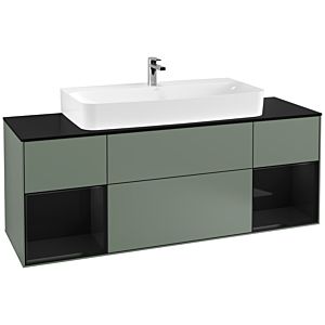 Villeroy and Boch Finion Villeroy and Boch Finion G212PHGM 160cm, black matt cover plate, Emotion, glossy black lacquer shelves, Olive Matt Lacquer