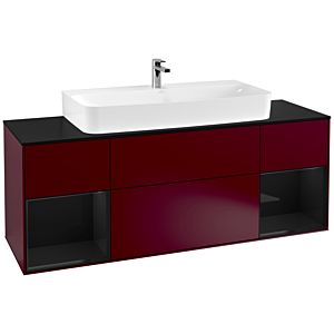 Villeroy and Boch Finion Villeroy and Boch Finion G212PHHB 160cm, black matt cover plate, Emotion, glossy black lacquer shelves, Peony Matt