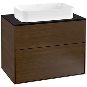 Villeroy und Boch Finion Waschtischunterschrank G22200GN 80x60,3cm, Emotion, Abdeckplatte black matt, Walnut veneer