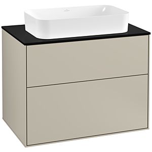 Villeroy und Boch Finion Waschtischunterschrank G22200HH 80x60,3cm, Emotion, Abdeckplatte black matt, Sand Matt Lacquer