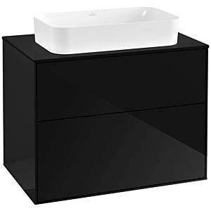 Villeroy und Boch Finion Waschtischunterschrank G22200PH 80x60,3cm, Emotion, Abdeckplatte black matt, Glossy Black Lacquer