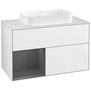 Villeroy and Boch Finion Villeroy and Boch Finion G241GKGF 100cm, cover plate white matt, Emotion, shelf left Anthracite matt, Glossy white lacquer