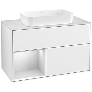 Villeroy and Boch Finion Villeroy and Boch Finion G241MTGF 100cm, cover plate white matt, Emotion, shelf left white matt lacquer, glossy white lacquer