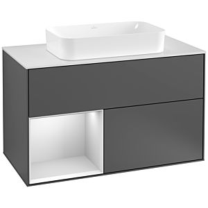 Villeroy and Boch Finion Villeroy and Boch Finion G241MTGK 100cm, cover plate white matt, Emotion, shelf left white matt lacquer, anthracite matt