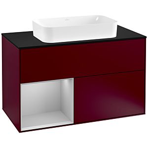 Villeroy and Boch Finion Villeroy and Boch Finion G242GJHB 100cm, cover plate black matt, Emotion, shelf left light gray matt, Peony Matt