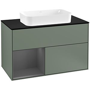 Villeroy and Boch Finion Villeroy and Boch Finion G242GKGM 100cm, cover plate black matt, Emotion, shelf left Anthracite matt, Olive Matt Lacquer
