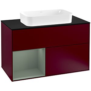 Villeroy and Boch Finion Villeroy and Boch Finion G242GMHB 100cm, cover plate black matt, Emotion, shelf on the left Olive Matt Lacquer , Peony Matt