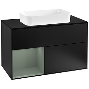 Villeroy et Boch Finion Villeroy et Boch G242GMPD 100cm, plaque de finition noir mat, Emotion, étagère à gauche Olive Matt Lacquer , laqué noir mat