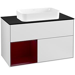 Villeroy and Boch Finion Villeroy and Boch Finion G242HBMT 100cm, cover plate black matt, Emotion, shelf on the left Peony , white matt lacquer