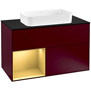 Villeroy and Boch Finion Villeroy and Boch Finion G242HFHB 100cm, cover plate black matt, Emotion, shelf left gold matt, Peony Matt