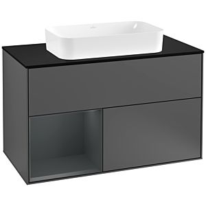 Villeroy and Boch Finion Villeroy and Boch Finion G242HGGK 100cm, cover plate black matt, Emotion, shelf on the left Midnight Blue Matt Lacquer , Anthracite matt