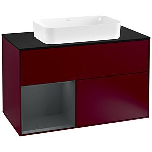 Villeroy and Boch Finion Villeroy and Boch Finion G242HGHB 100cm, cover plate black matt, Emotion, shelf left Midnight Blue Matt Lacquer , Peony Matt