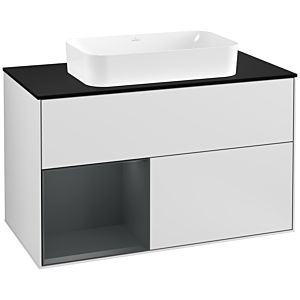 Villeroy and Boch Finion Villeroy and Boch Finion G242HGMT 100cm, cover plate black matt, Emotion, shelf left Midnight Blue Matt Lacquer , white matt lacquer