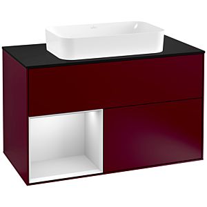 Villeroy and Boch Finion Villeroy and Boch Finion G242MTHB 100cm, cover plate black matt, Emotion, shelf left white matt lacquer, Peony Matt