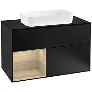 Villeroy and Boch Finion Villeroy and Boch Finion G242PCPD 100cm, cover plate black matt, Emotion, shelf on the left Oak Veneer , black matt lacquer