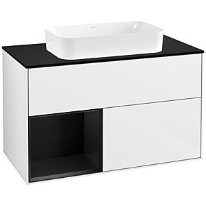 Villeroy and Boch Finion Villeroy and Boch Finion G242PDGF 100cm, cover plate black matt, Emotion, shelf on the left Black matt lacquer, Glossy white lacquer