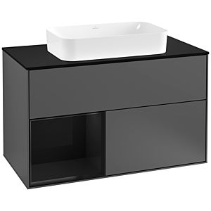 Villeroy and Boch Finion Villeroy and Boch Finion G242PHGK 100cm, cover plate black matt, emotion, shelf on the left Glossy Black Lacquer , anthracite matt