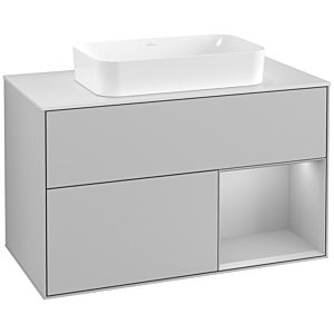 Villeroy and Boch Finion Villeroy and Boch Finion G251GJGJ 100cm, cover plate white matt, Emotion, shelf on the right light gray matt, light gray matt