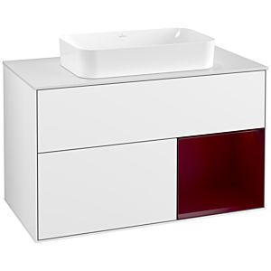 Villeroy and Boch Finion Villeroy and Boch Finion G251HBGF 100cm, cover plate matt white, emotion, shelf on the right Peony , glossy white lacquer
