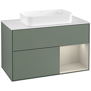 Villeroy and Boch Finion Villeroy and Boch Finion G251HHGM 100cm, cover plate white matt, emotion, shelf on the right Sand matt, Olive Matt Lacquer