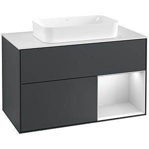 Villeroy and Boch Finion Villeroy and Boch Finion G251MTHG 100cm, cover plate white matt, Emotion, shelf on the right white matt lacquer, Midnight Blue Matt Lacquer