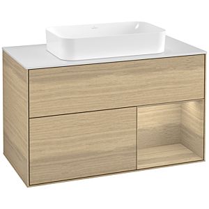 Villeroy et Boch Finion Villeroy et Boch G251PCPC 100cm, plaque de finition blanc mat, émotion, étagère à droite Oak Veneer , Oak Veneer