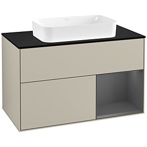Villeroy and Boch Finion Villeroy and Boch Finion G252GKHH 100cm, cover plate black matt, Emotion, shelf right Anthracite matt, Sand Matt Lacquer
