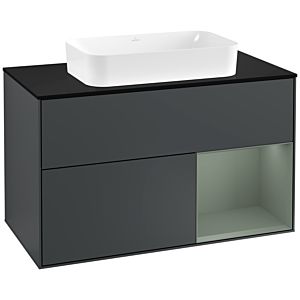 Villeroy and Boch Finion Villeroy and Boch Finion G252GMHG 100cm, cover plate black matt, Emotion, shelf on the right Olive Matt Lacquer , Midnight Blue Matt Lacquer