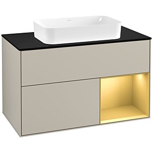 Villeroy and Boch Finion Villeroy and Boch Finion G252HFHH 100cm, cover plate black matt, Emotion, shelf right gold matt, Sand Matt Lacquer