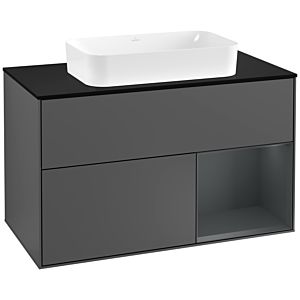 Villeroy and Boch Finion Villeroy and Boch Finion G252HGGK 100cm, cover plate black matt, Emotion, shelf on the right Midnight Blue Matt Lacquer , Anthracite matt
