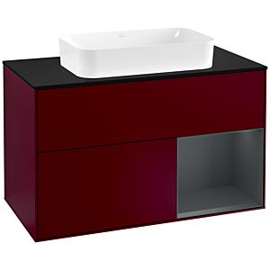 Villeroy and Boch Finion Villeroy and Boch Finion G252HGHB 100cm, cover plate black matt, Emotion, shelf on the right Midnight Blue Matt Lacquer , Peony Matt