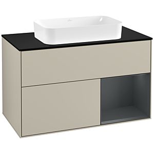 Villeroy and Boch Finion Villeroy and Boch Finion G252HGHH 100cm, cover plate black matt, Emotion, shelf on the right Midnight Blue Matt Lacquer , Sand Matt Lacquer