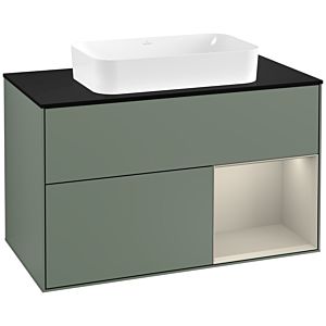 Villeroy and Boch Finion Villeroy and Boch Finion G252HHGM 100cm, cover plate black matt, emotion, shelf on the right Sand matt, Olive Matt Lacquer
