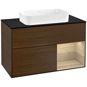 Villeroy and Boch Finion Villeroy and Boch Finion G252PCGN 100cm, cover plate black matt, emotion, shelf on the right Oak Veneer , Oak Veneer veneer