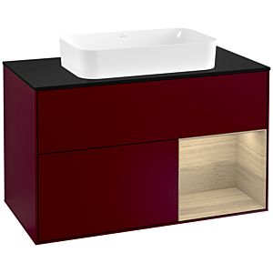 Villeroy and Boch Finion Villeroy and Boch Finion G252PCHB 100cm, cover plate black matt, emotion, shelf on the right Oak Veneer , Peony Matt