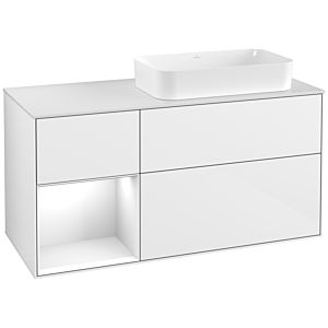 Villeroy and Boch Finion Villeroy and Boch Finion G271GFGF 120cm, cover plate matt white, Emotion, shelf on the left Glossy white lacquer, Glossy white lacquer