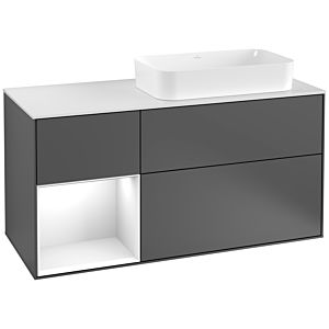 Villeroy and Boch Finion Villeroy and Boch Finion G271GFGK 120cm, cover plate white matt, Emotion, shelf left glossy white lacquer, anthracite matt
