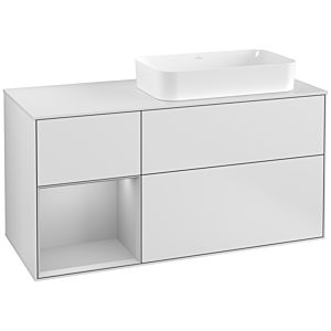 Villeroy und Boch Finion Waschtischunterschrank G271GJMT 120cm, Abdeckplatte white matt, Emotion, Regal links Light grey matt, White matt lacquer