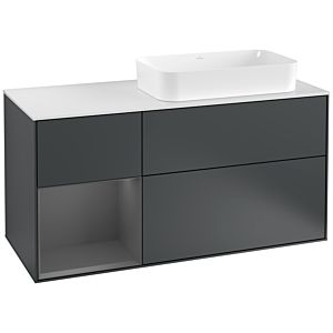 Villeroy et Boch Finion Villeroy et Boch G271GKHG 120cm, plaque de recouvrement blanc mat, Emotion, étagère gauche Anthracite mat, Midnight Blue Matt Lacquer