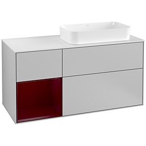 Villeroy und Boch Finion Waschtischunterschrank G271HBGJ 120cm, Abdeckplatte white matt, Emotion, Regal links Peony, Light grey matt